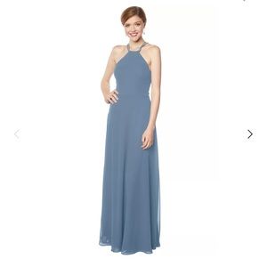Bill Levkoff Slate Chiffon Sleeveless A-line Dress